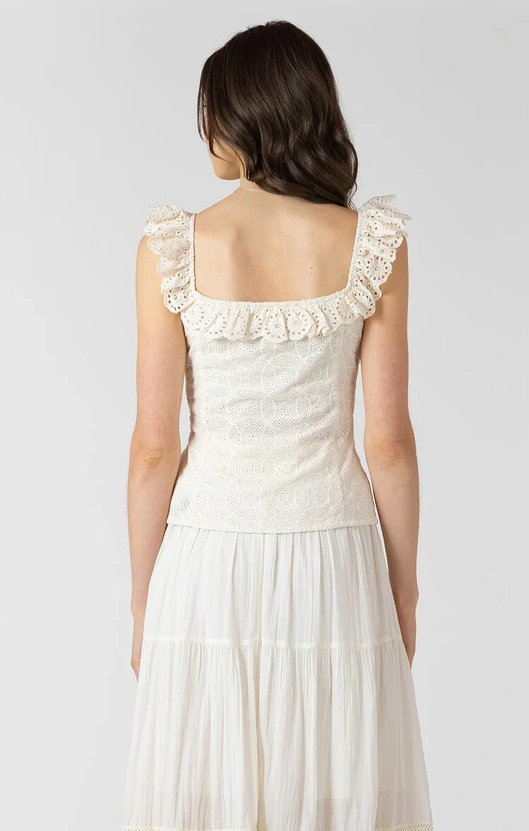DEX - WOMEN'S BUTTON FRONT EYELET TANK - Image 2