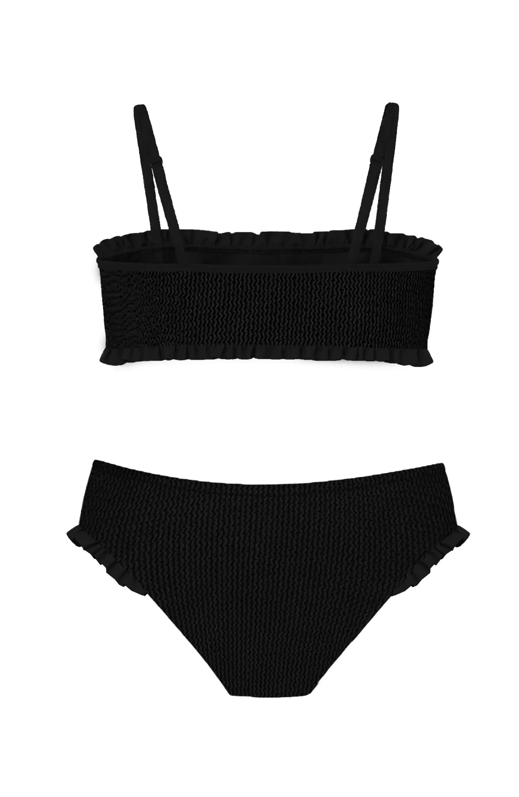 LIMEAPPLE -June Crinkle Ruffle Bandeau Two Piece Swimsuit - Black - Image 2