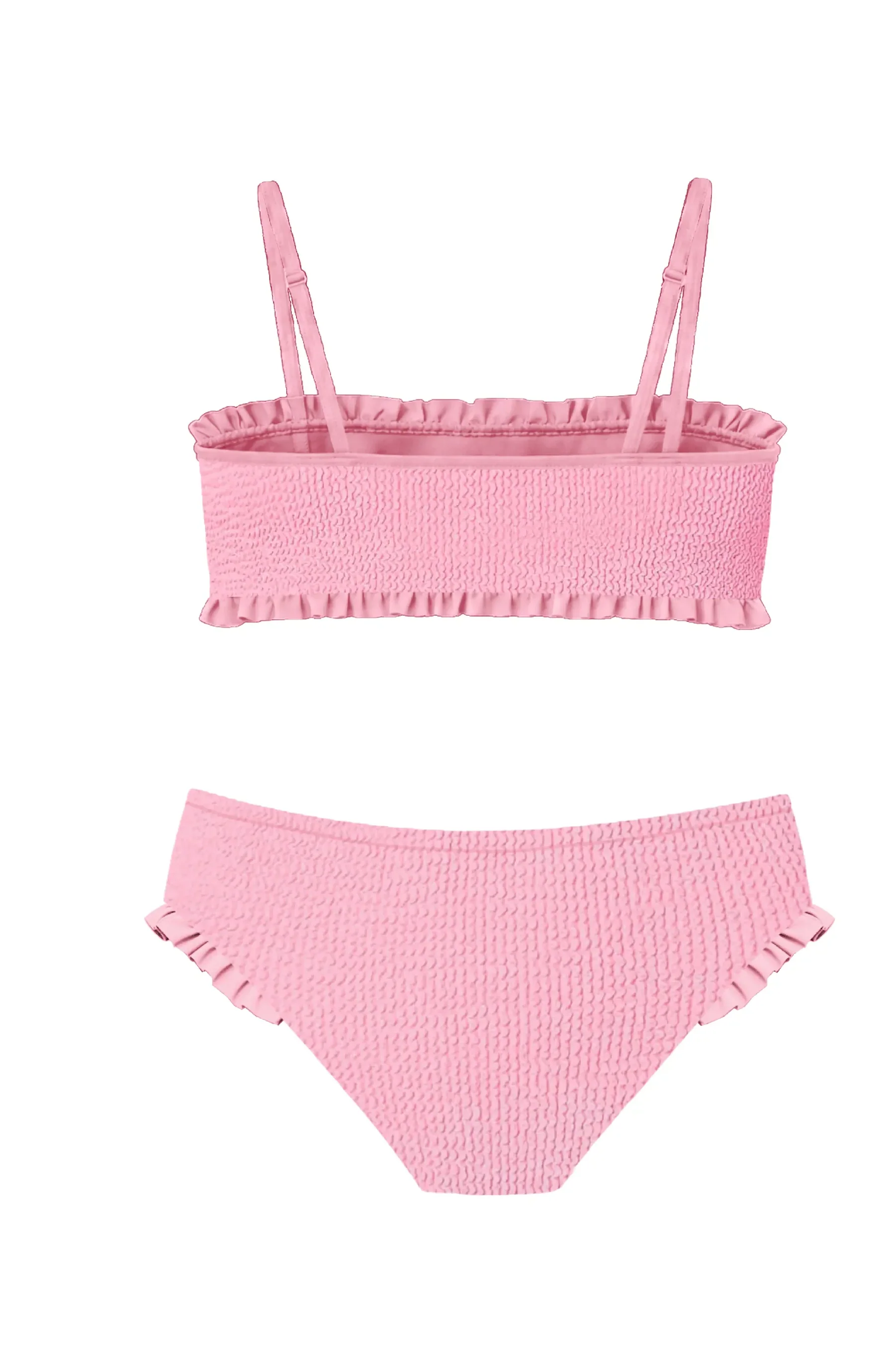 LIMEAPPLE -June Crinkle Ruffle Bandeau Two Piece Swimsuit - Candy Pink - Image 2